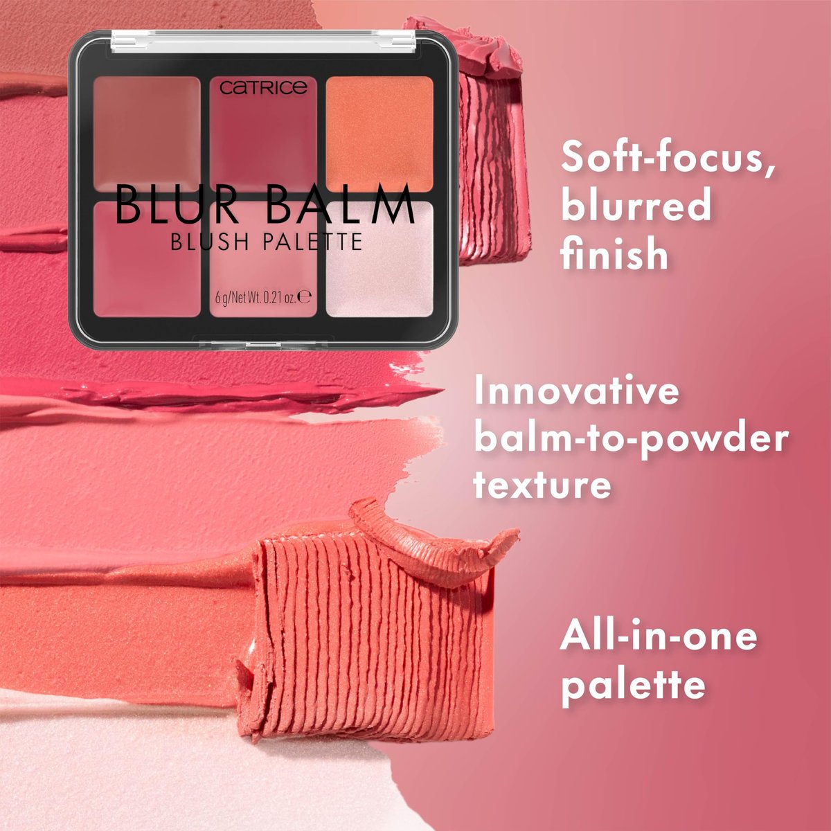 Catrice Blur Balm Blush Palette – 6-in-1 Blurring Flush & Highlighter Makeup, Balm-to-Powder Formula, Vegan & Cruelty Free - görsel 5