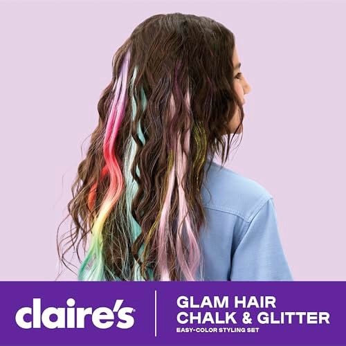 Claire's Hair Chalk & Glitter Styling Kit - 13-Piece Temporary Hair Color Set for Kids Ages 6+ Avelisse