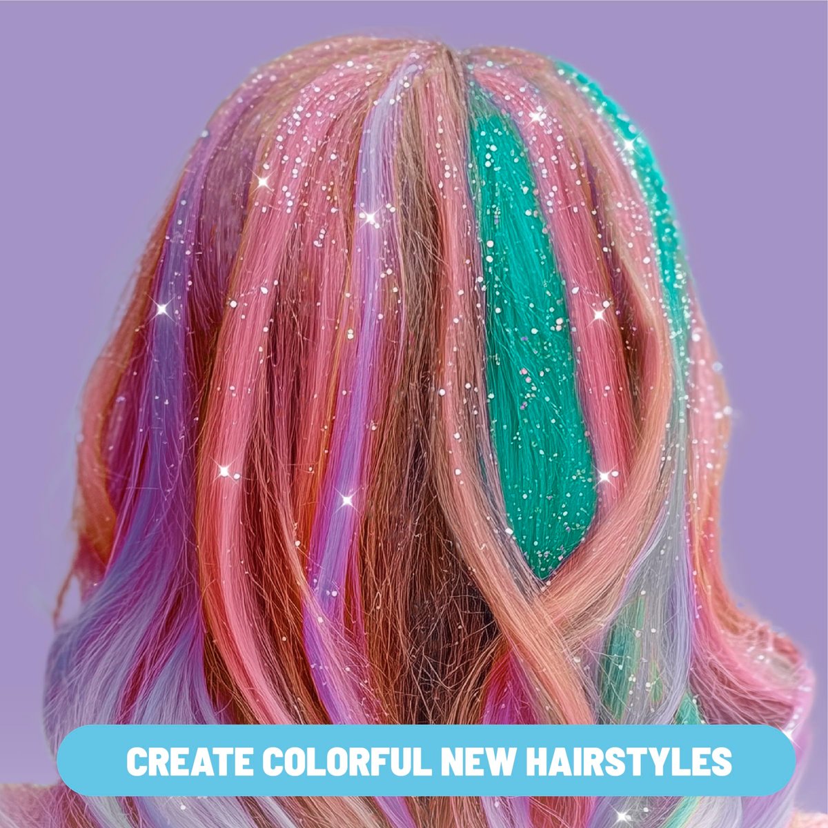 Claire's Hair Chalk & Glitter Styling Kit - 13-Piece Temporary Hair Color Set for Kids Ages 6+ Avelisse