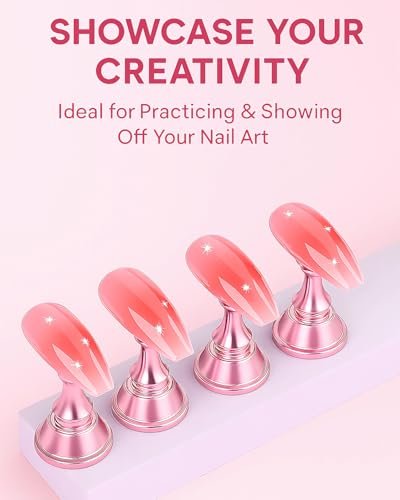 HomTop Nail Stand Set for Nail Art Practice & Display - Rose Gold Acrylic Nail Holder Kit with Bonus Tweezers & Double-Sided Tape, False Nail & Press On Nail Practice Stand for Home DIY, Salon Use - görsel 10