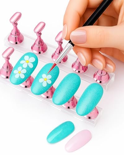 HomTop Nail Stand Set for Nail Art Practice & Display - Rose Gold Acrylic Nail Holder Kit with Bonus Tweezers & Double-Sided Tape, False Nail & Press On Nail Practice Stand for Home DIY, Salon Use - görsel 12