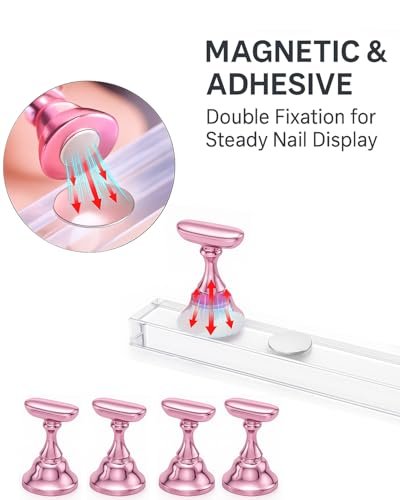 HomTop Nail Stand Set for Nail Art Practice & Display - Rose Gold Acrylic Nail Holder Kit with Bonus Tweezers & Double-Sided Tape, False Nail & Press On Nail Practice Stand for Home DIY, Salon Use - görsel 4