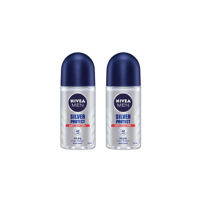 NIVEA Men Silver Protect Roll-On Deodorant, Long-Lasting Freshness, Quick Dry, 50ml, Gentle on Skin, Fresh Scent, Pack of 2 Avelisse