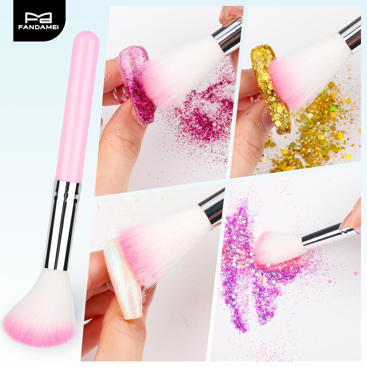 FANDAMEI Nail Art Brushes Kit - 12PCS Professional Nail Tools Set with Dotting Pens, Clean Up Brush & Mixing Palette - görsel 11