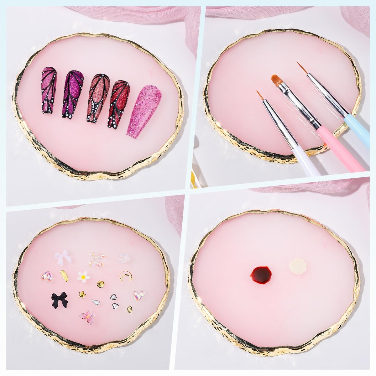 FANDAMEI Nail Art Brushes Kit - 12PCS Professional Nail Tools Set with Dotting Pens, Clean Up Brush & Mixing Palette - görsel 9