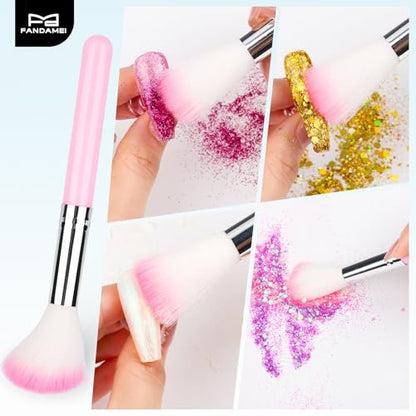 FANDAMEI Nail Art Brushes Kit - 12PCS Professional Nail Tools Set with Dotting Pens, Clean Up Brush & Mixing Palette