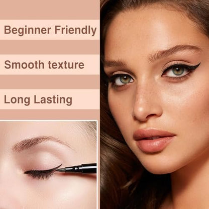 PERVALA 12 Pieces Matte Black Liquid Eyeliner Set - Waterproof, Smudge-Proof, Quick-Dry, Ultra-Fine Tip, Vegan Formula for Sensitive Eyes Avelisse