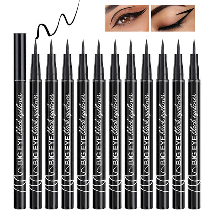PERVALA 12 Pieces Matte Black Liquid Eyeliner Set - Waterproof, Smudge-Proof, Quick-Dry, Ultra-Fine Tip, Vegan Formula for Sensitive Eyes Avelisse