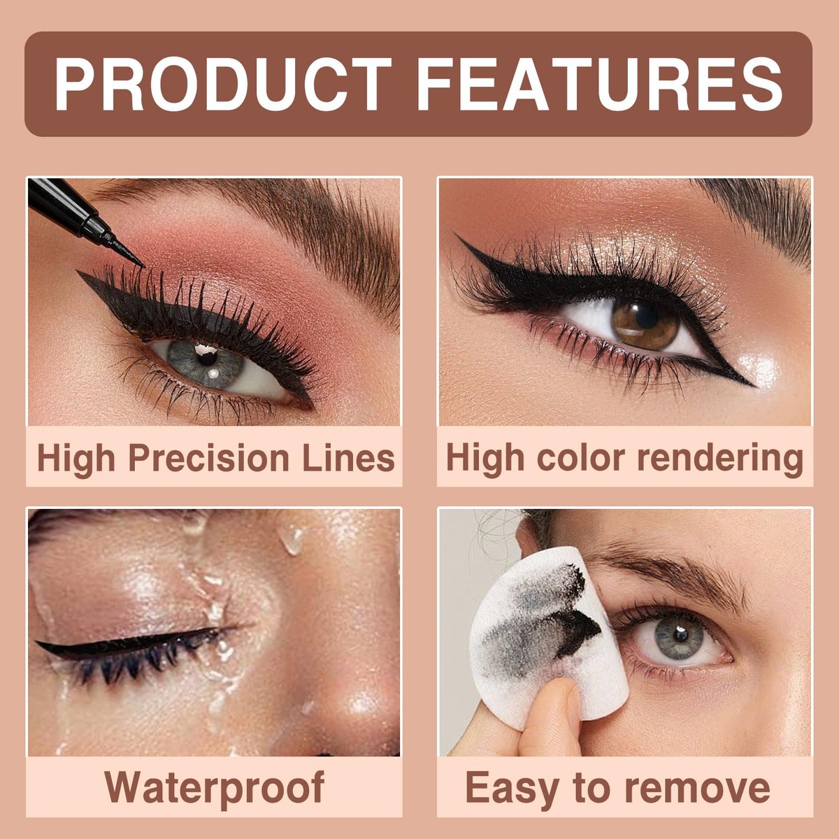 PERVALA 12 Pieces Matte Black Liquid Eyeliner Set - Waterproof, Smudge-Proof, Quick-Dry, Ultra-Fine Tip, Vegan Formula for Sensitive Eyes Avelisse
