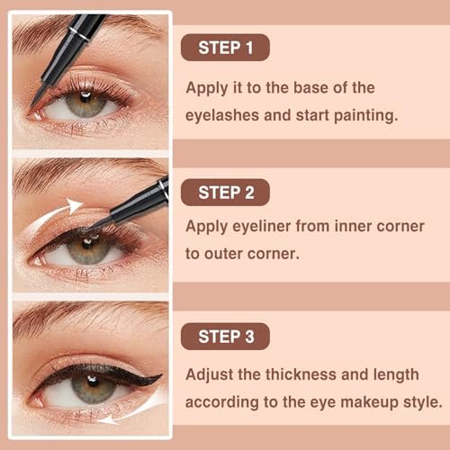 PERVALA 12 Pieces Matte Black Liquid Eyeliner Set - Waterproof, Smudge-Proof, Quick-Dry, Ultra-Fine Tip, Vegan Formula for Sensitive Eyes Avelisse