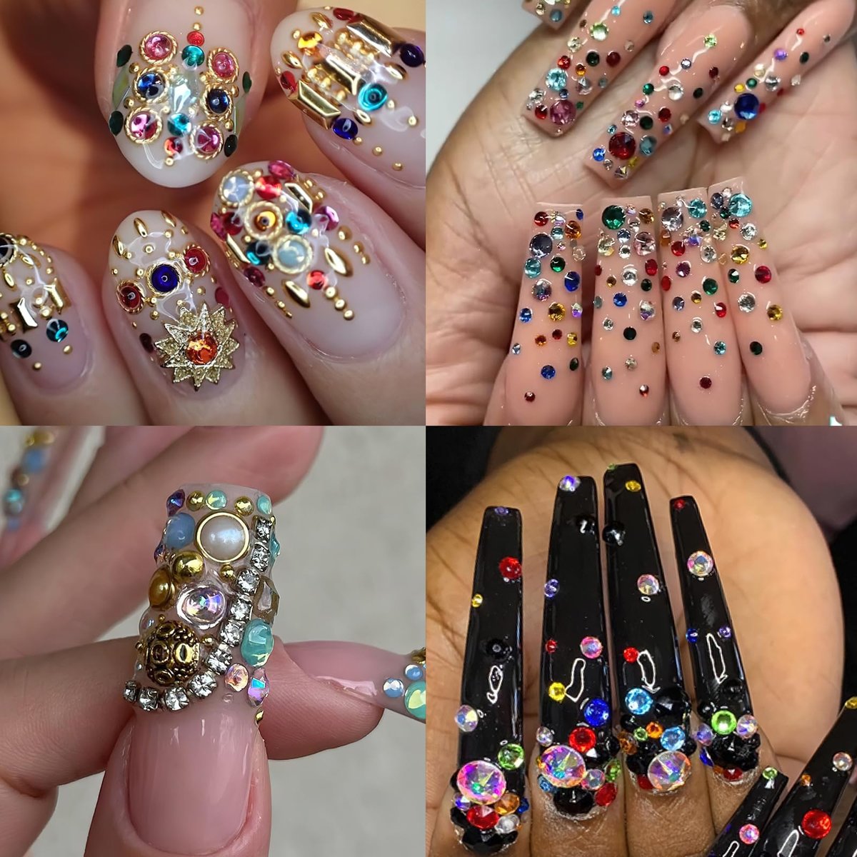 ROFIBUT Luxury 3D Nail Charms Rhinestones Metal Jewelry Nail Decoration - Colorful Shiny Diamonds Nail Gems Vintage Pendants for DIY Studs (12 Grids) - görsel 11
