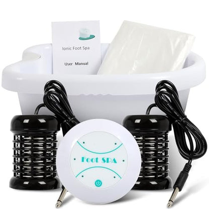 FAHKNS Professional Ionic Foot Detox Machine – Improve Sleep, Relieve Stress & Detox Cleanse with 2 Arrays & 50 Soaking Bags