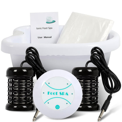 FAHKNS Professional Ionic Foot Detox Machine – Improve Sleep, Relieve Stress & Detox Cleanse with 2 Arrays & 50 Soaking Bags