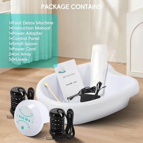 FAHKNS Professional Ionic Foot Detox Machine – Improve Sleep, Relieve Stress & Detox Cleanse with 2 Arrays & 50 Soaking Bags - görsel 12