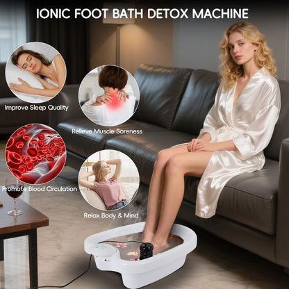 FAHKNS Professional Ionic Foot Detox Machine – Improve Sleep, Relieve Stress & Detox Cleanse with 2 Arrays & 50 Soaking Bags
