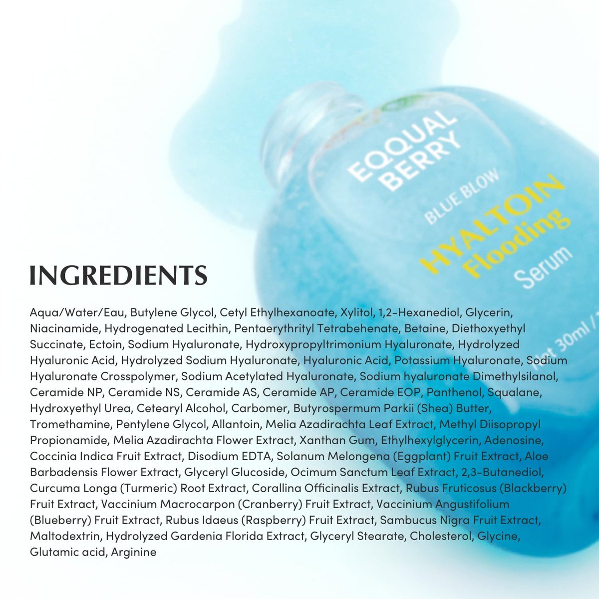 EQQUALBERRY Hyaltoin Flooding Smoothie Serum – Deep Hydrating Korean Skin Care with 11 Hyaluronic Acids, Ectoine & Glacier Water, Barrier-Strengthening with 5 Ceramides, Fresh Glow (1.01oz / 30ml) - görsel 15