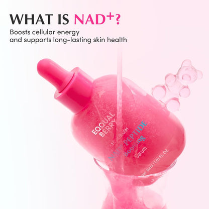 EQQUALBERRY NAD+ Peptide Boosting Serum – Niacinamide 2% + 14 Peptides + Vegan Collagen Anti-Aging Korean Skincare Face & Neck & Body Serum | Firming & Lifting Pink Serum (1.01oz / 30ml) Avelisse