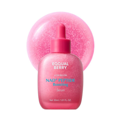 EQQUALBERRY NAD+ Peptide Boosting Serum – Niacinamide 2% + 14 Peptides + Vegan Collagen Anti-Aging Korean Skincare Face & Neck & Body Serum | Firming & Lifting Pink Serum (1.01oz / 30ml) Avelisse
