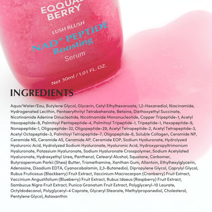 EQQUALBERRY NAD+ Peptide Boosting Serum – Niacinamide 2% + 14 Peptides + Vegan Collagen Anti-Aging Korean Skincare Face & Neck & Body Serum | Firming & Lifting Pink Serum (1.01oz / 30ml) Avelisse