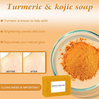 Turmeric Wash and Care Three Piece Set - Natural Skincare for Face & Body with Facial Wash, Cleansing Mousse, Exfoliating Pads & Soap Avelisse