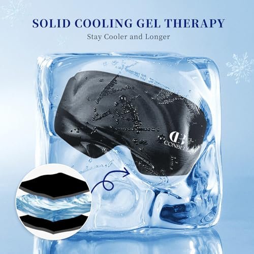 CONBELLA Cooling Eye Mask for Puffy Eyes – Reusable Gel Eye Mask for Migraines, Headaches, Dark Circles, and Sinus Relief – Flexible Cold Compress Sleep Mask for Men & Women (Black) Avelisse