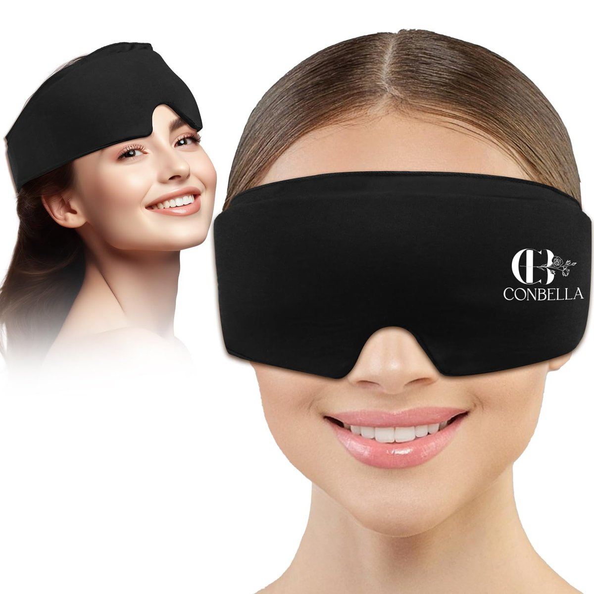 CONBELLA Cooling Eye Mask for Puffy Eyes – Reusable Gel Eye Mask for Migraines, Headaches, Dark Circles, and Sinus Relief – Flexible Cold Compress Sleep Mask for Men & Women (Black) Avelisse