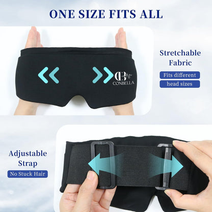 CONBELLA Cooling Eye Mask for Puffy Eyes – Reusable Gel Eye Mask for Migraines, Headaches, Dark Circles, and Sinus Relief – Flexible Cold Compress Sleep Mask for Men & Women (Black) Avelisse