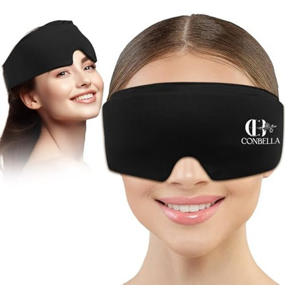 CONBELLA Cooling Eye Mask for Puffy Eyes – Reusable Gel Eye Mask for Migraines, Headaches, Dark Circles, and Sinus Relief – Flexible Cold Compress Sleep Mask for Men & Women (Black) Avelisse