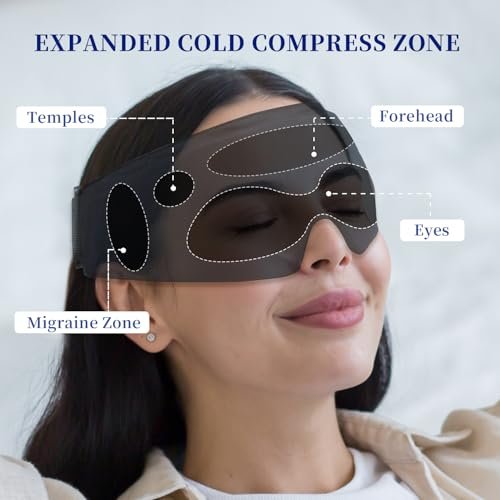 CONBELLA Cooling Eye Mask for Puffy Eyes – Reusable Gel Eye Mask for Migraines, Headaches, Dark Circles, and Sinus Relief – Flexible Cold Compress Sleep Mask for Men & Women (Black) Avelisse