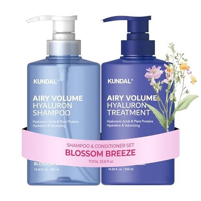 KUNDAL Hyaluronic Acid Airy Volume Shampoo and Treatment Set – Blossom Breeze, 16.9 fl oz Each Avelisse