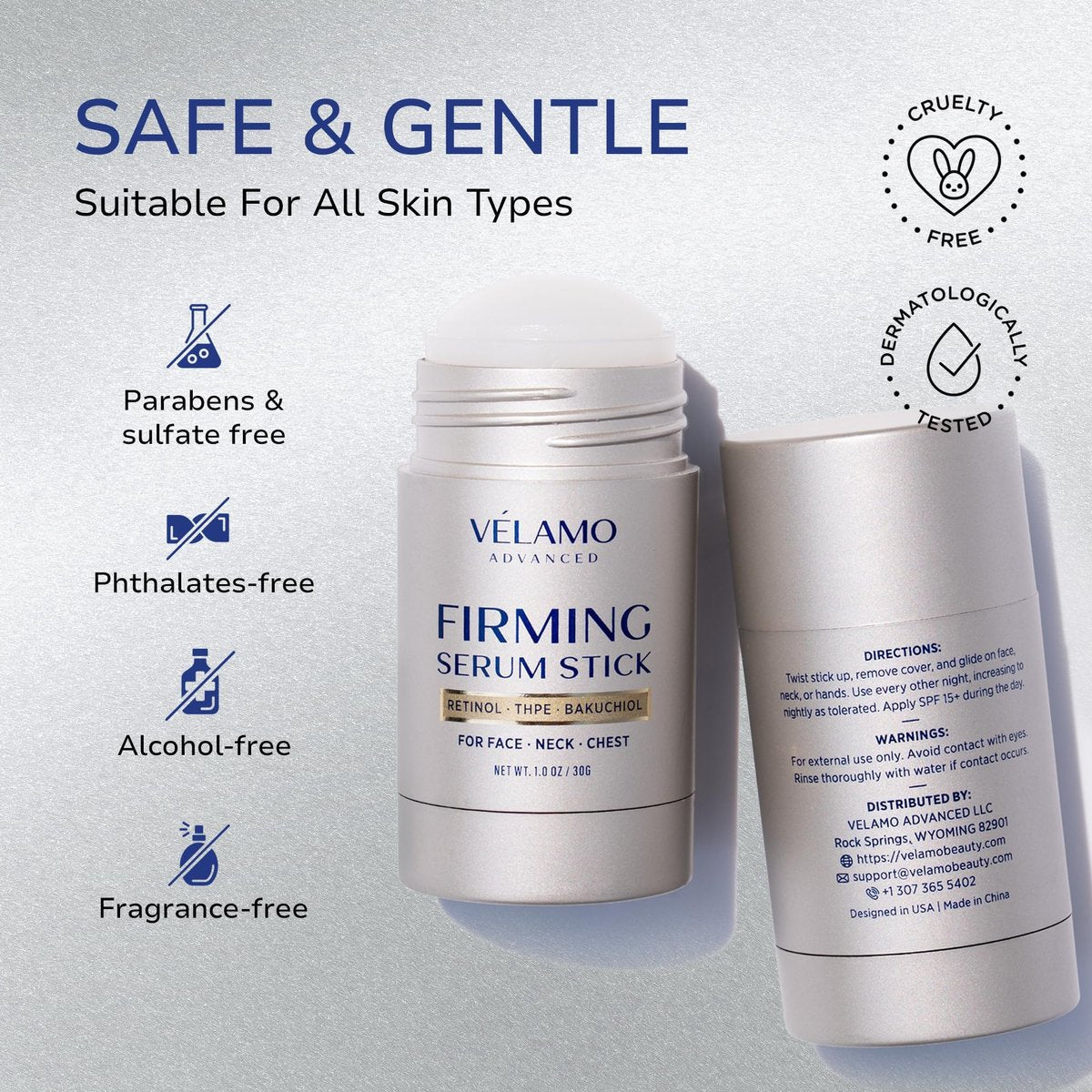 VELAMO ADVANCED Retinol Firming Serum Stick for Face, Neck & Chest - Visibly Tightens, Smooths & Firms Wrinkles, Laugh Lines with Bakuchiol, THPE & Antioxidants 1oz/30g - görsel 11