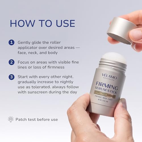 VELAMO ADVANCED Retinol Firming Serum Stick for Face, Neck & Chest - Visibly Tightens, Smooths & Firms Wrinkles, Laugh Lines with Bakuchiol, THPE & Antioxidants 1oz/30g - görsel 14