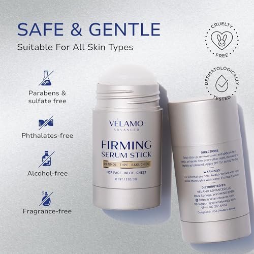 VELAMO ADVANCED Retinol Firming Serum Stick for Face, Neck & Chest - Visibly Tightens, Smooths & Firms Wrinkles, Laugh Lines with Bakuchiol, THPE & Antioxidants 1oz/30g - görsel 12