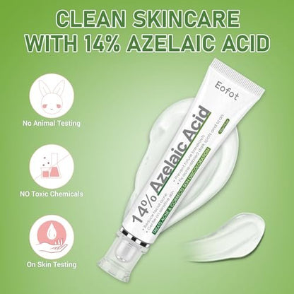 Eofot 14% Azelaic Acid Acne Cream – Helps Improve Appearance of Acnes, Acido Azelaico Face Moisturizer for Sensitive, Oily, Dry Skin, 1 Fl Oz