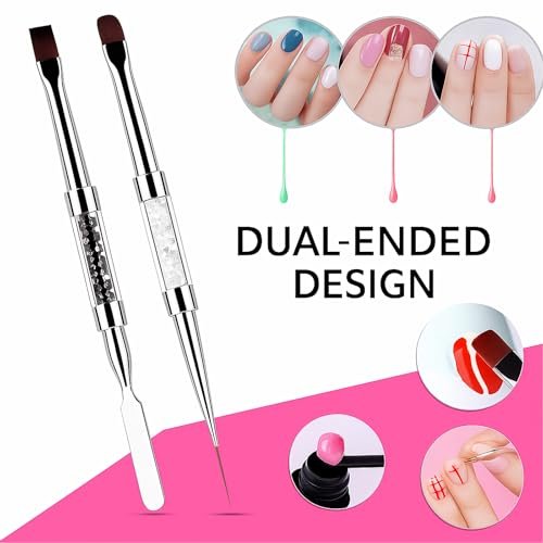 2-Pack Dual-Ended Nail Art Brushes Set – Gel Nail Brush, Spatula & Liner Brush for Builder Gel, Nail Polish Application, DIY Manicure & Salon Use - görsel 4