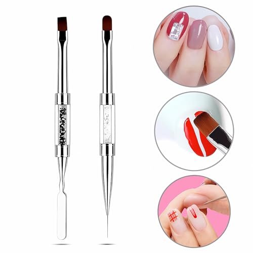 2-Pack Dual-Ended Nail Art Brushes Set – Gel Nail Brush, Spatula & Liner Brush for Builder Gel, Nail Polish Application, DIY Manicure & Salon Use - görsel 12