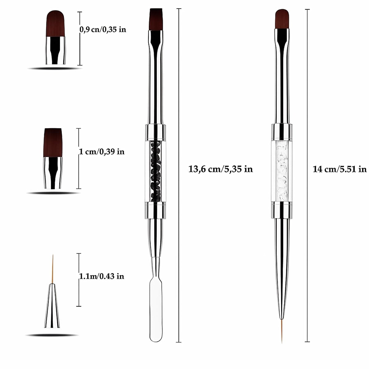 2-Pack Dual-Ended Nail Art Brushes Set – Gel Nail Brush, Spatula & Liner Brush for Builder Gel, Nail Polish Application, DIY Manicure & Salon Use - görsel 5