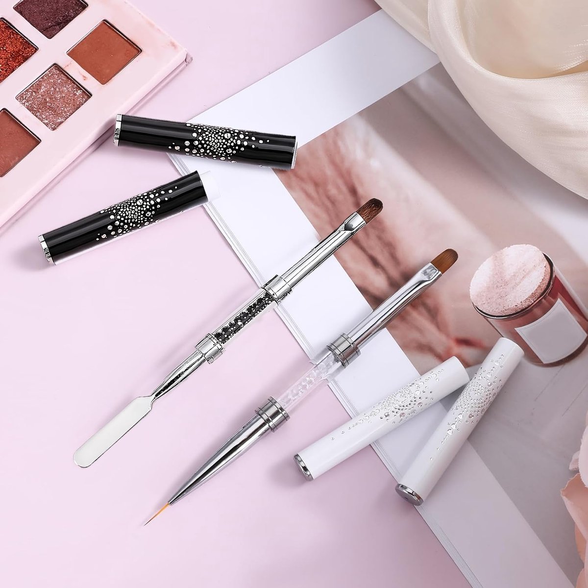 2-Pack Dual-Ended Nail Art Brushes Set – Gel Nail Brush, Spatula & Liner Brush for Builder Gel, Nail Polish Application, DIY Manicure & Salon Use - görsel 13