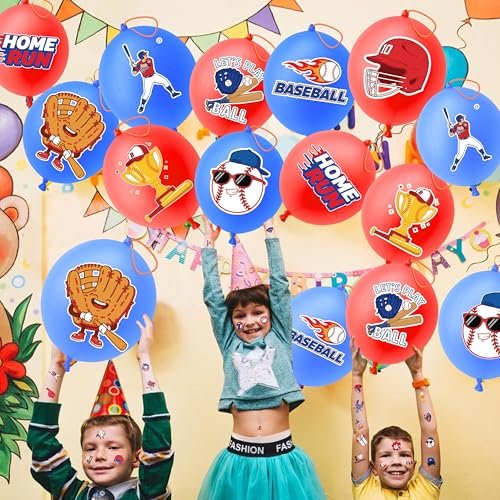 72 PCS Baseball Party Favors – 48 Pre-Cut Temporary Tattoos & 24 Baseball Punch Balloons Themed Birthday Party Decorations Supplies Favors Gifts, Goodie Bag Fillers, Classroom Rewards - görsel 6