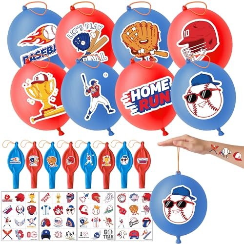 72 PCS Baseball Party Favors – 48 Pre-Cut Temporary Tattoos & 24 Baseball Punch Balloons Themed Birthday Party Decorations Supplies Favors Gifts, Goodie Bag Fillers, Classroom Rewards - görsel 2