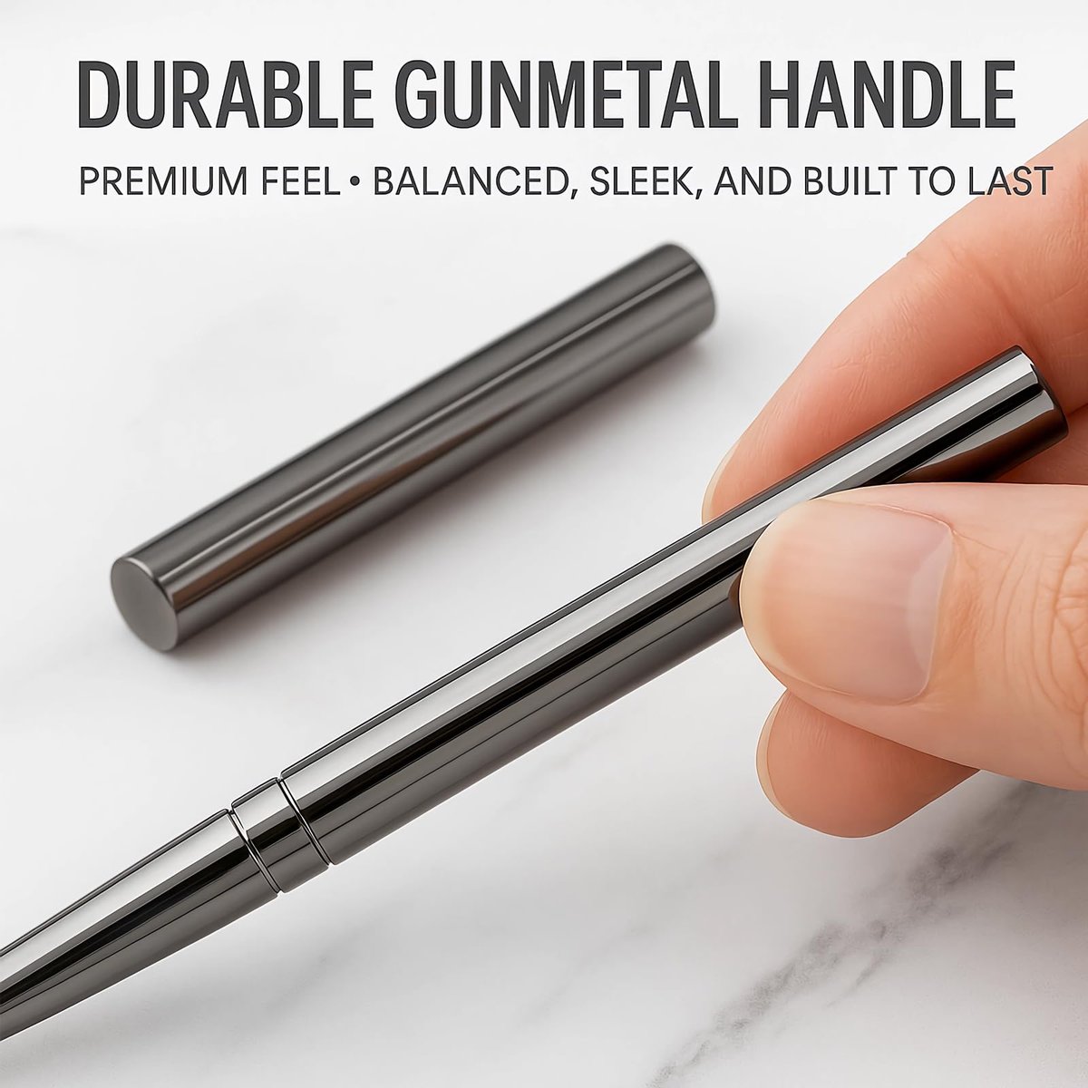 JEONEKID 5-Piece Nail Art Liner Brushes Set – Long Thin Detail Brushes for Gel Polish, Striping & Nail Art, Durable Metal Handle, for Salon & DIY Manicure (Gunmetal) - görsel 5