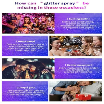 Silvery Body Glitter Spray - 2.11 Fl Oz Shimmer Spray for Body, Hair & Clothes | Festival Rave & Stage Makeup