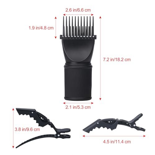 PERFEHAIR Universal Blow Dryer Comb Attachment - Unbreakable Teeth, Hot Resistant Grip, Fits 1.5"-2" Nozzles, Salon Fast Blowout & Straightening Tool for Coarse, Curly Hair, Black - görsel 10