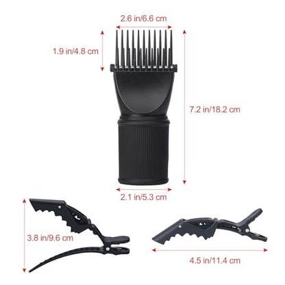 PERFEHAIR Universal Blow Dryer Comb Attachment - Unbreakable Teeth, Hot Resistant Grip, Fits 1.5"-2" Nozzles, Salon Fast Blowout & Straightening Tool for Coarse, Curly Hair, Black