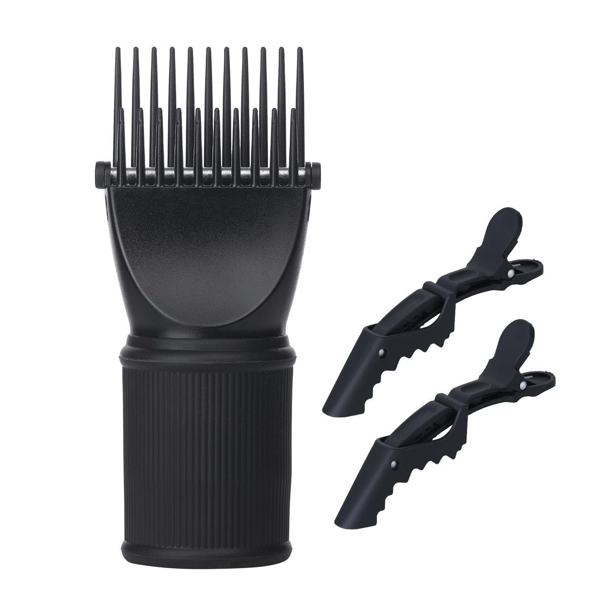 PERFEHAIR Universal Blow Dryer Comb Attachment - Unbreakable Teeth, Hot Resistant Grip, Fits 1.5"-2" Nozzles, Salon Fast Blowout & Straightening Tool for Coarse, Curly Hair, Black - görsel 1