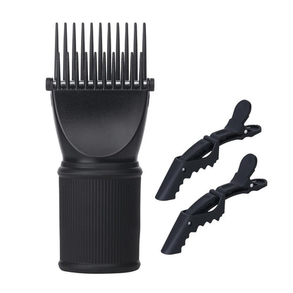 PERFEHAIR Universal Blow Dryer Comb Attachment - Unbreakable Teeth, Hot Resistant Grip, Fits 1.5"-2" Nozzles, Salon Fast Blowout & Straightening Tool for Coarse, Curly Hair, Black