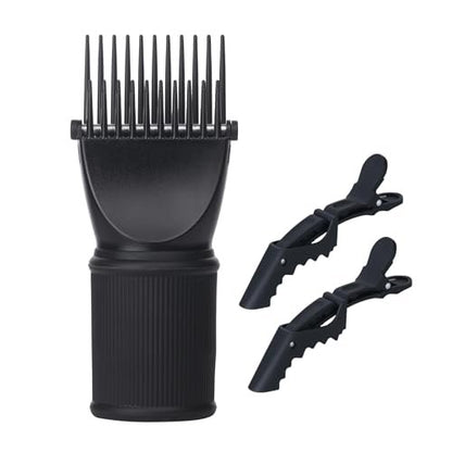 PERFEHAIR Universal Blow Dryer Comb Attachment - Unbreakable Teeth, Hot Resistant Grip, Fits 1.5"-2" Nozzles, Salon Fast Blowout & Straightening Tool for Coarse, Curly Hair, Black