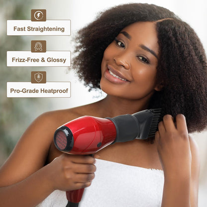 PERFEHAIR Universal Blow Dryer Comb Attachment - Unbreakable Teeth, Hot Resistant Grip, Fits 1.5"-2" Nozzles, Salon Fast Blowout & Straightening Tool for Coarse, Curly Hair, Black