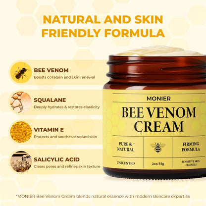 MONIER Bee Venom Cream Enhanced Formula - Hydrating, Smoothing, Firming, Wrinkle-Reducing Face Moisturizer, 1 Fl Oz Avelisse
