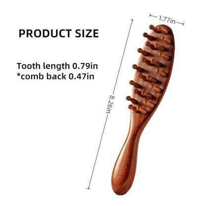 Nuaiute Sandalwood Loc Brush for Dreads - Wooden Round Dreadlock Scalp Comb, Dread Massager & Dandruff Scrubber for Curly Hair, Long Teeth No Static, Brown